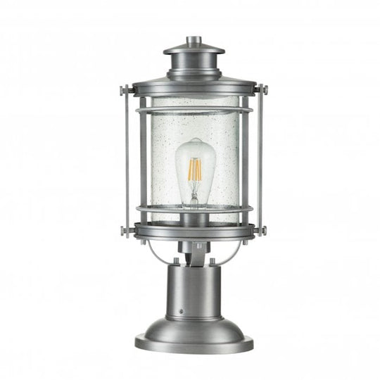 Booker 1 Light Medium Pedestal Lantern  Industrial Aluminium