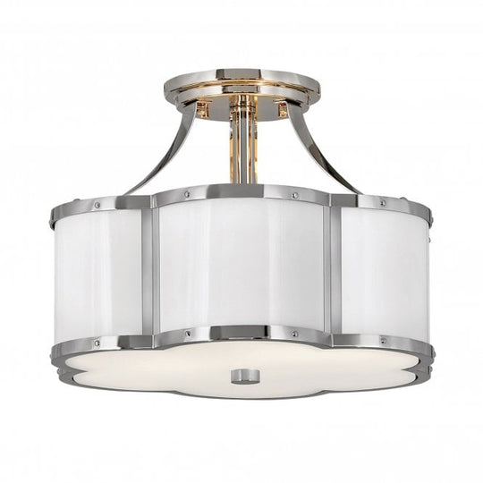 Chance 2 Light Semi-flush Mount Polished Nickel with Polished White