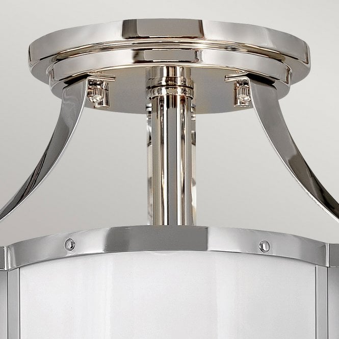Chance 2 Light Semi-flush Mount Polished Nickel with Polished White