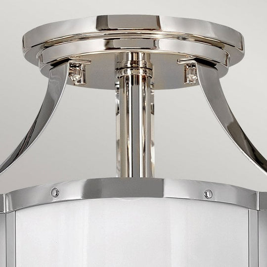 Chance 2 Light Semi-flush Mount Polished Nickel with Polished White