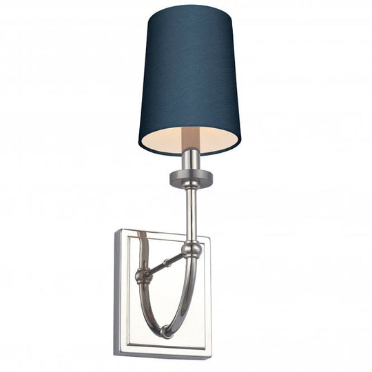 Felixstowe 1 Light Wall Light - Breton Shade Polished Chrome, Breton Faux Silk Shade