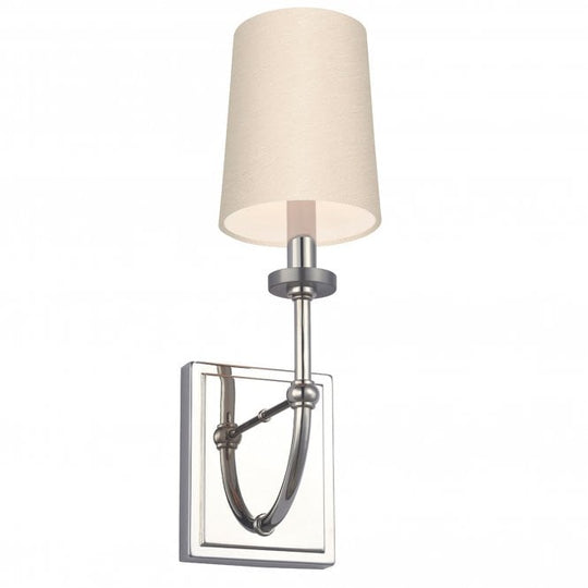 Felixstowe 1 Light Wall Light - Scallop Shade Polished Chrome, Scallop Faux Silk Shade