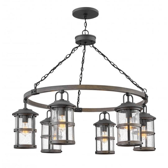Lakehouse 6 Light Outdoor Chandelier  Aged Zinc with Driftwood Grey