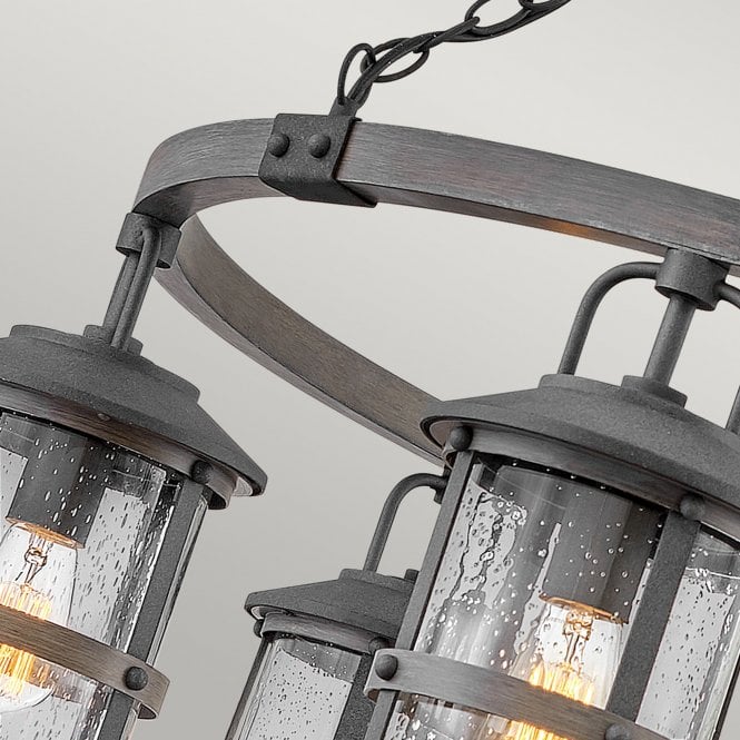 Lakehouse 6 Light Outdoor Chandelier  Aged Zinc with Driftwood Grey