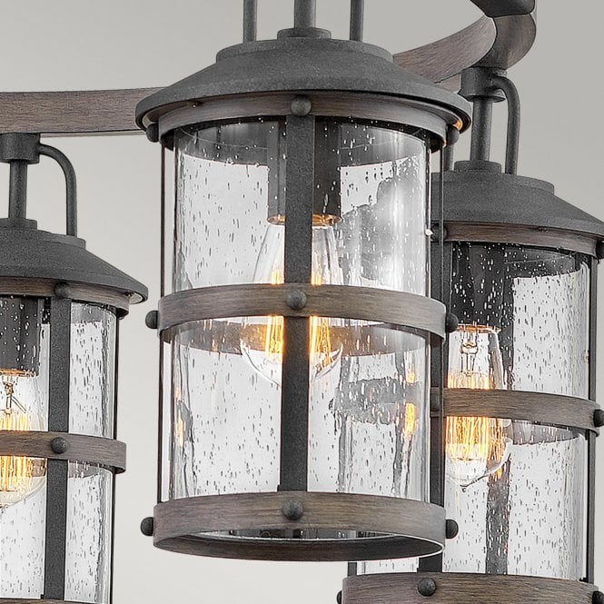 Lakehouse 6 Light Outdoor Chandelier  Aged Zinc with Driftwood Grey