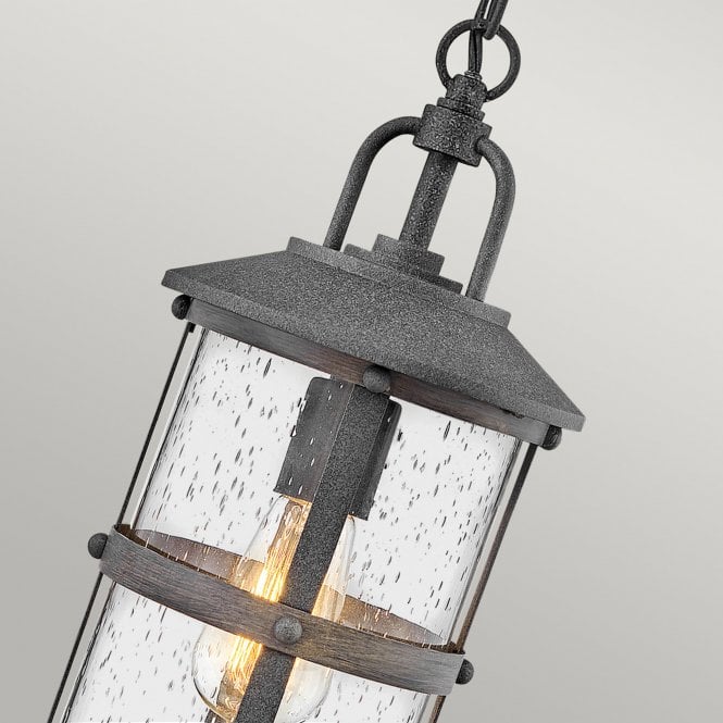 Lakehouse 1 Light Small Chain Lantern  Aged Zinc with Driftwood Grey