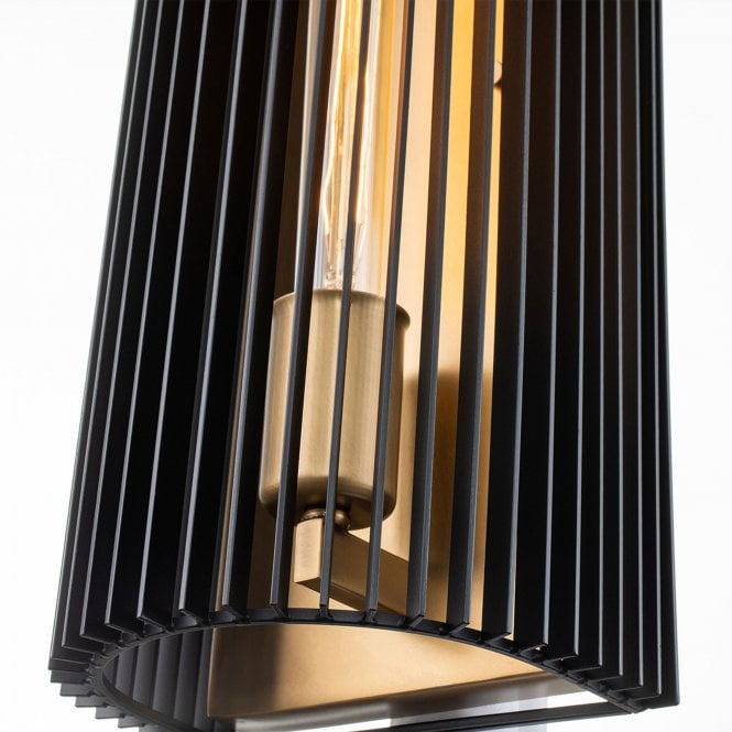 Linara 1 Light Wall Light  Black & Natural Brass