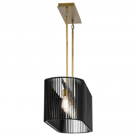 Linara 5 Light Linear Chandelier  Black & Natural Brass