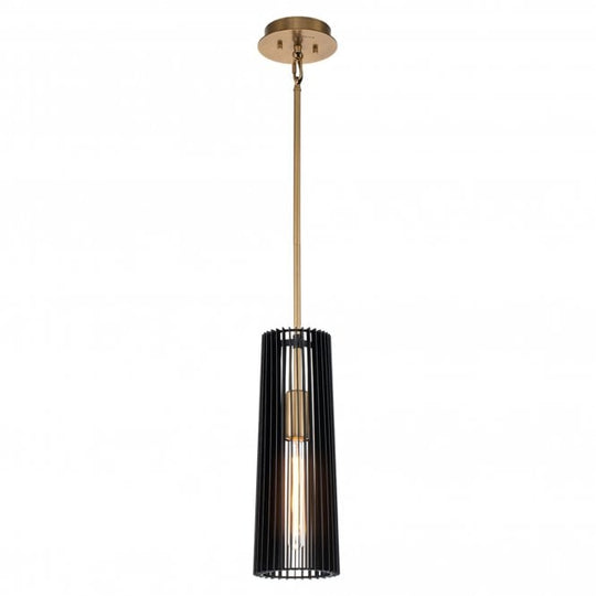 Linara 1 Light Pendant  Black & Natural Brass