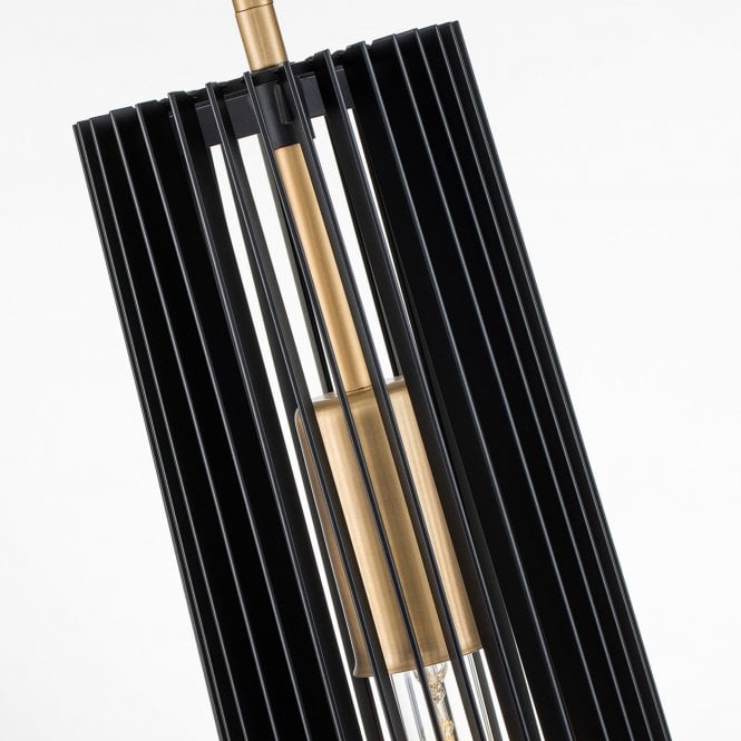 Linara 1 Light Pendant  Black & Natural Brass