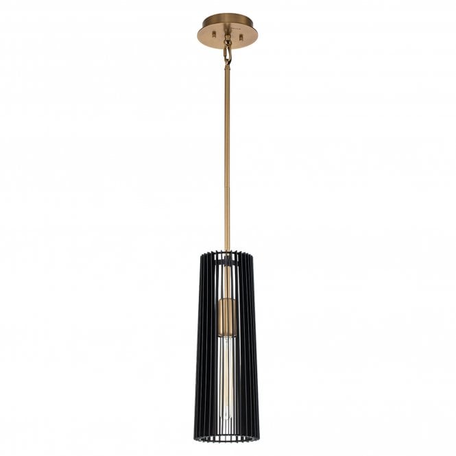 Linara 1 Light Pendant  Black & Natural Brass