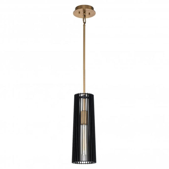 Linara 1 Light Pendant  Black & Natural Brass
