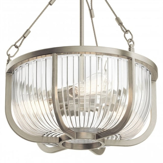 Roux 3 Light Pendant/ Semi-Flush Brushed Nickel