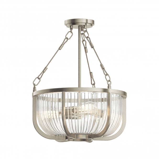 Roux 3 Light Pendant/ Semi-Flush Brushed Nickel
