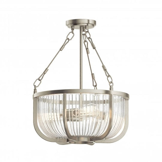 Roux 3 Light Pendant/ Semi-Flush Brushed Nickel