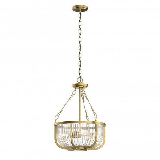 Roux 3 Light Pendant/ Semi-Flush Natural Brass