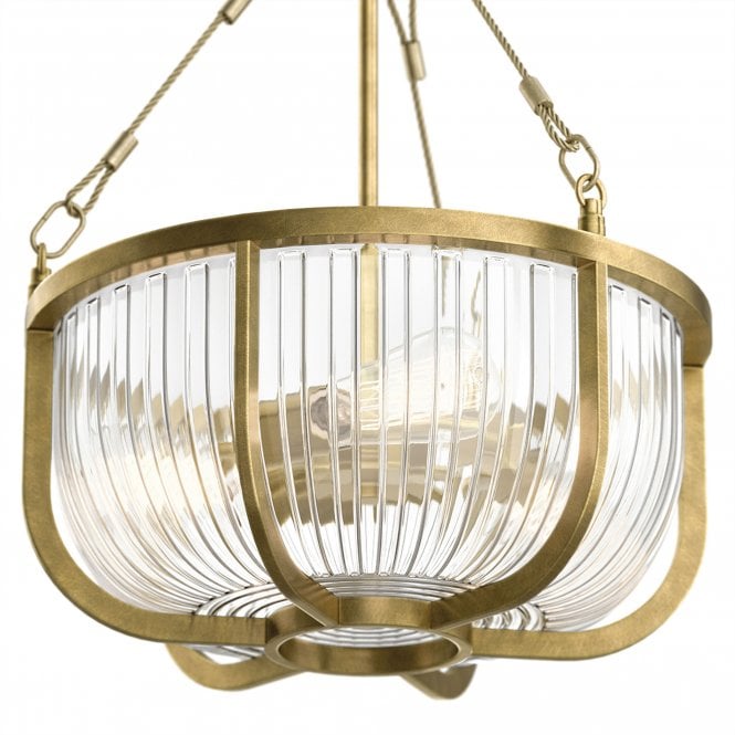 Roux 3 Light Pendant/ Semi-Flush Natural Brass