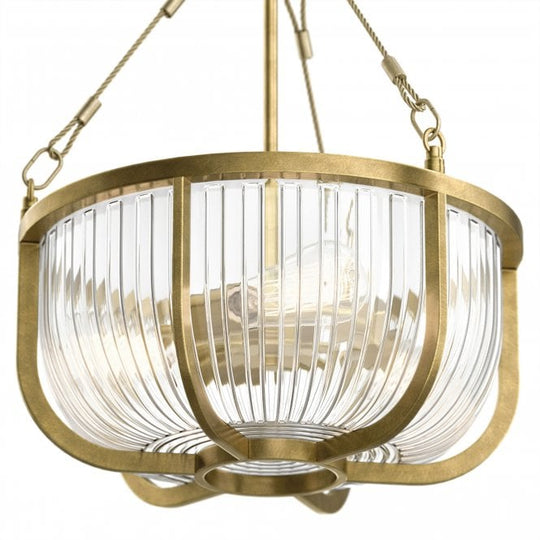 Roux 3 Light Pendant/ Semi-Flush Natural Brass