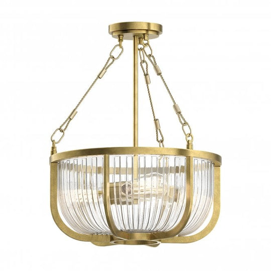 Roux 3 Light Pendant/ Semi-Flush Natural Brass