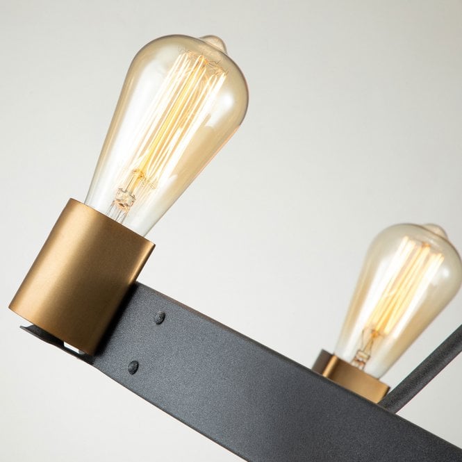 Silas  4 Light Pendant/ Semi-Flush Aged Zinc & Heritage Brass