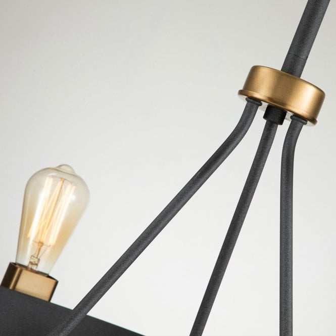 Silas  6 Light Pendant/ Semi-Flush Aged Zinc & Heritage Brass