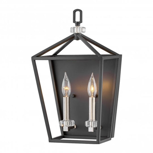 Stinson 2 Light Wall Light  Black with Polished Nickel