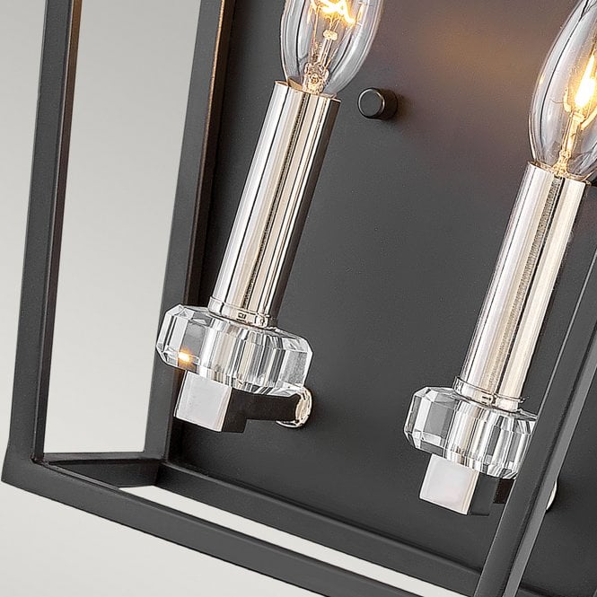 Stinson 2 Light Wall Light  Black with Polished Nickel