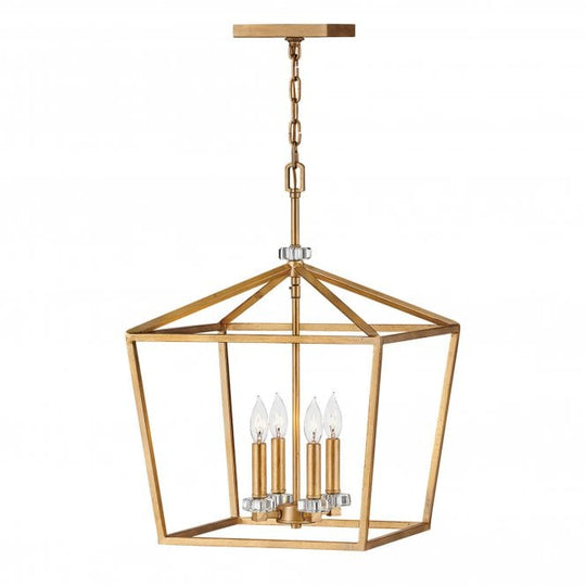 Stinson 4 Light Large Pendant/ Semi-Flush Distressed Brass