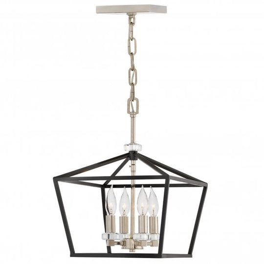 Stinson 4 Light Medium Pendant/ Semi-Flush Black with Polished Nickel