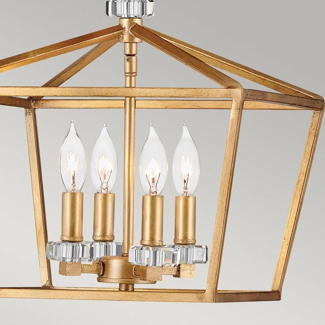 Stinson 4 Light Medium Pendant/ Semi-Flush Distressed Brass