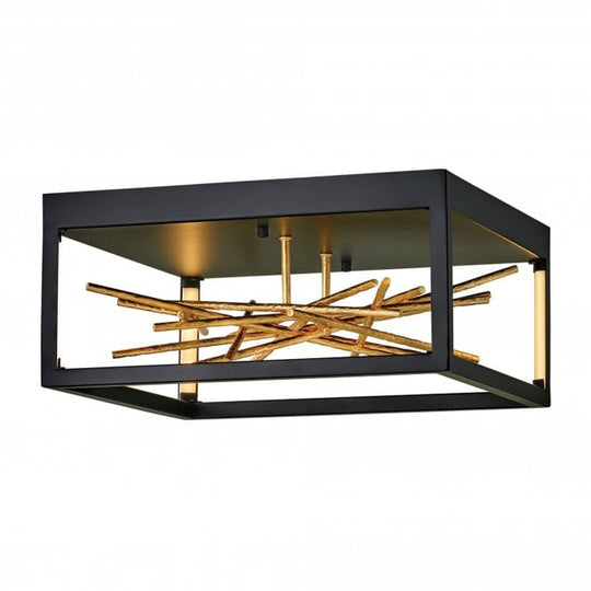 Styx LED Flush Mount  Black & Gilded Gold