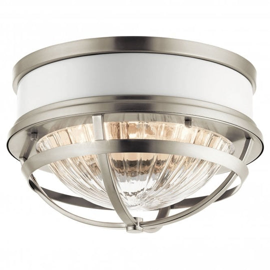 Tollis 2 Light Flush Mount  Brushed Nickel & White
