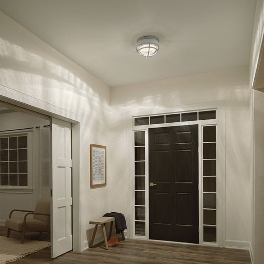 Tollis 2 Light Flush Mount  Brushed Nickel & White