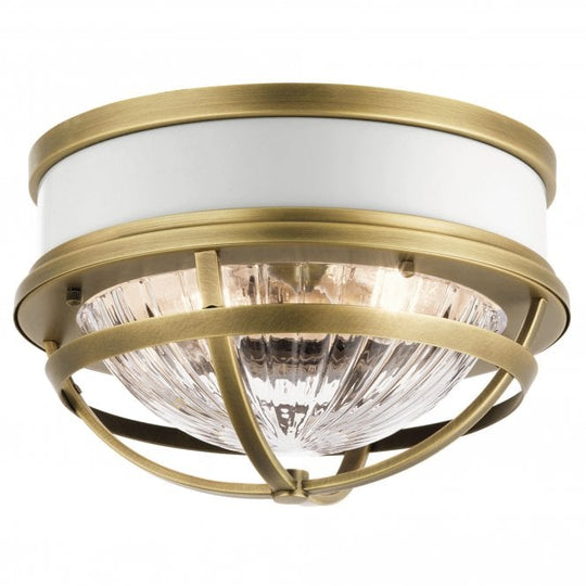 Tollis 2 Light Flush Mount  Natural Brass & White