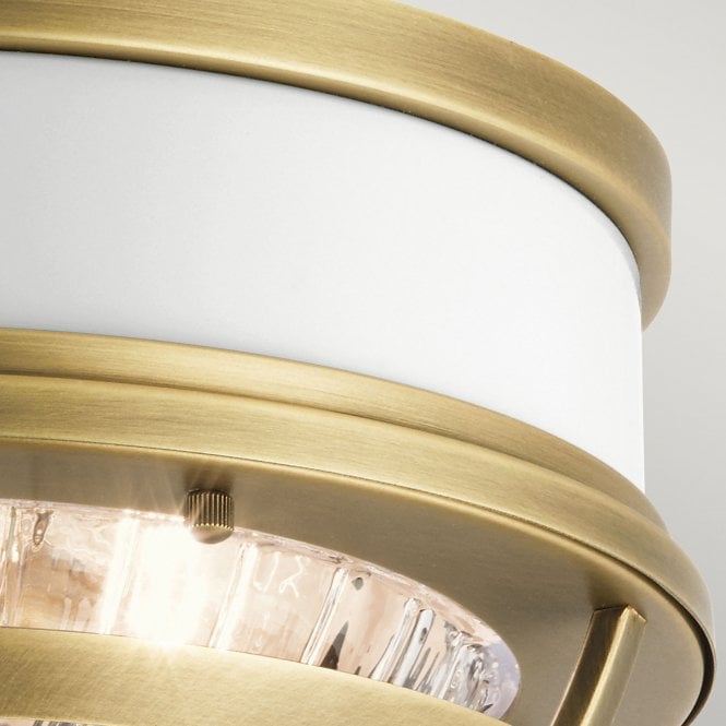 Tollis 2 Light Flush Mount  Natural Brass & White