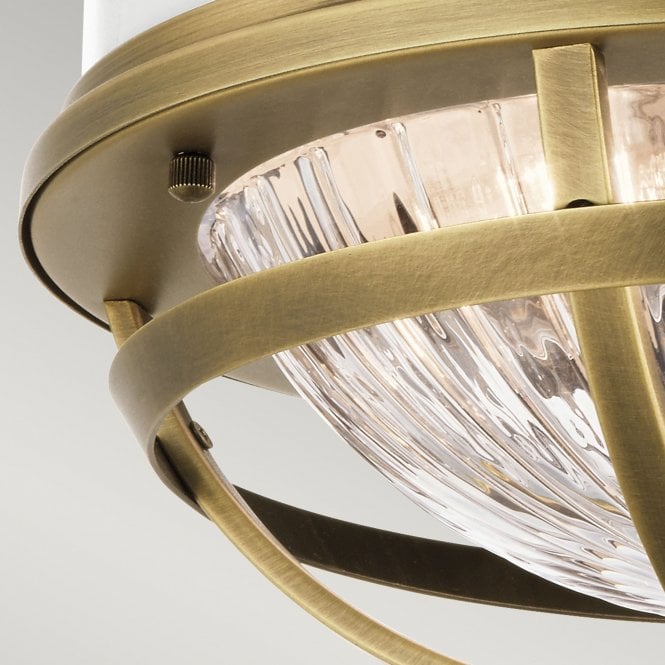 Tollis 2 Light Flush Mount  Natural Brass & White