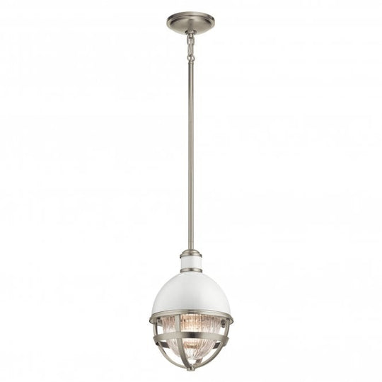 Tollis 1 Light Mini Pendant  Brushed Nickel & White