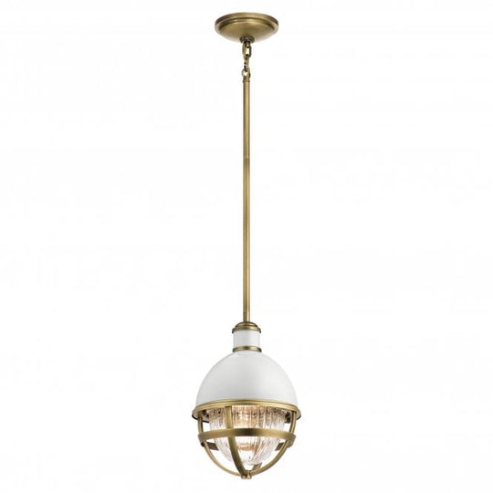 Tollis 1 Light Mini Pendant  Natural Brass & White