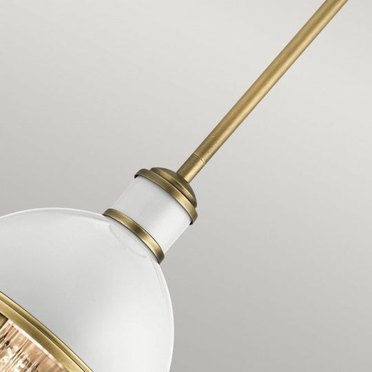 Tollis 1 Light Mini Pendant  Natural Brass & White