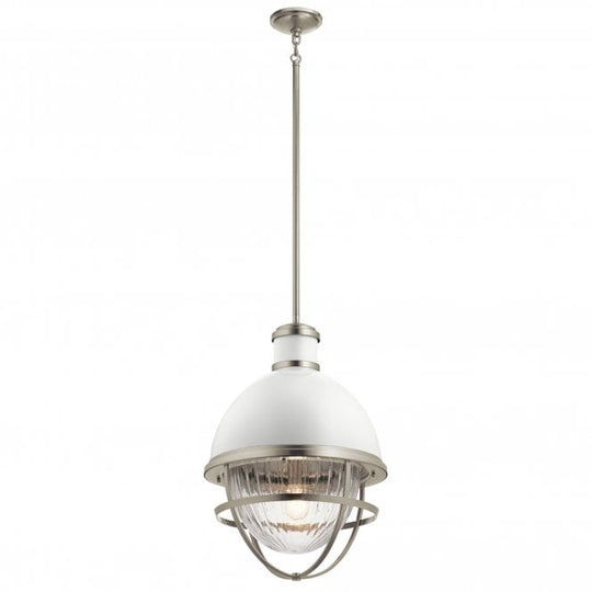 Tollis 1 Light Pendant  Brushed Nickel & White