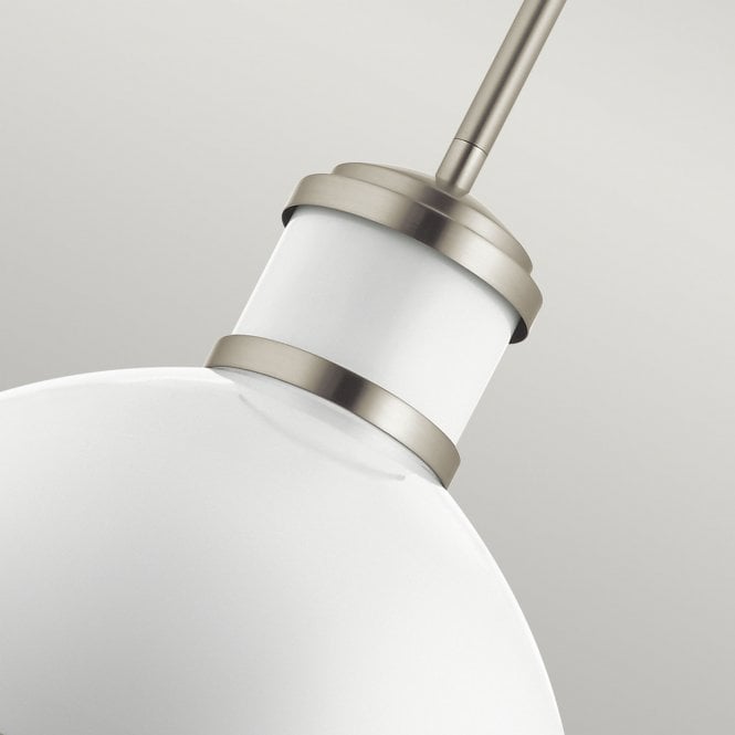 Tollis 1 Light Pendant  Brushed Nickel & White