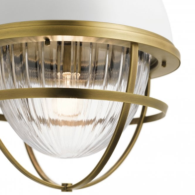 Tollis 1 Light Pendant  Natural Brass & White