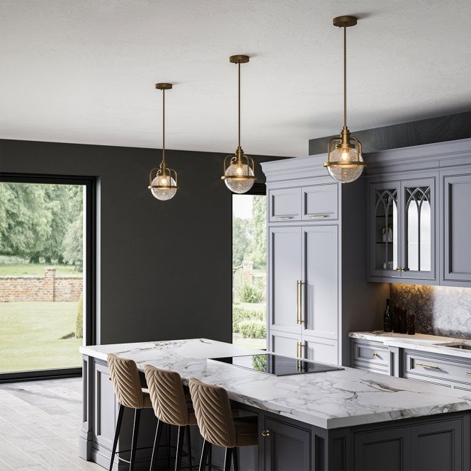 Triocent 1 Light Pendant/ Semi-Flush Natural Brass