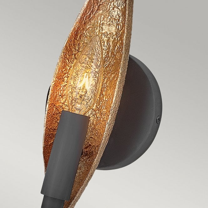 Willow 1 Light Wall Light  Carbon Black with Deluxe Gold