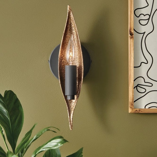 Willow 1 Light Wall Light  Carbon Black with Deluxe Gold