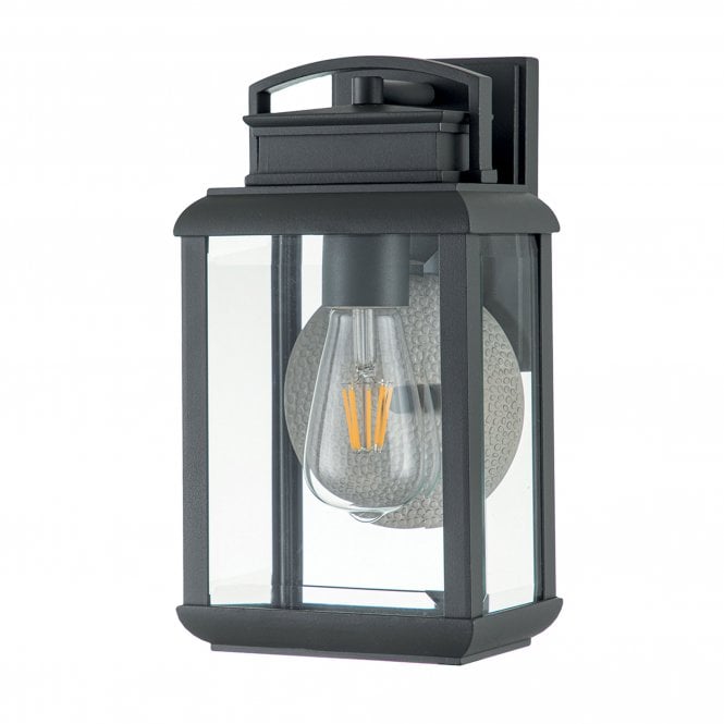 Byron 1 Light Small Wall Lantern Graphite with Pewter Reflector