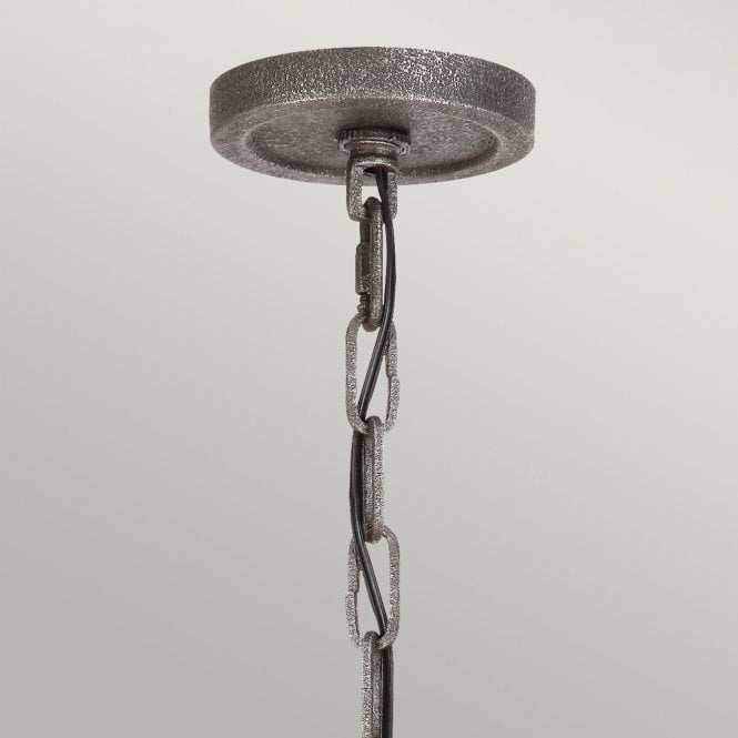 Angelo 6 Light Chandelier In Distressed Weathered Oak / Slate Grey Metal