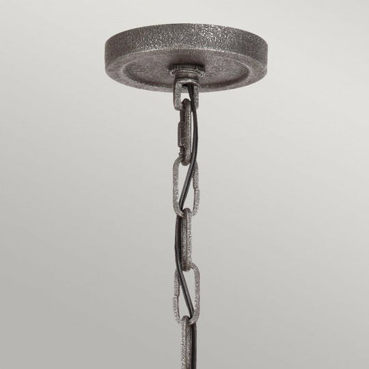 Angelo 6 Light Chandelier In Distressed Weathered Oak / Slate Grey Metal