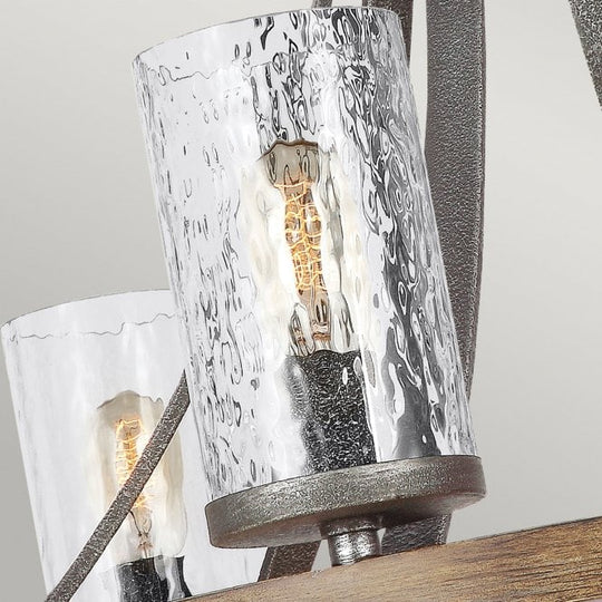 Angelo 6 Light Chandelier In Distressed Weathered Oak / Slate Grey Metal