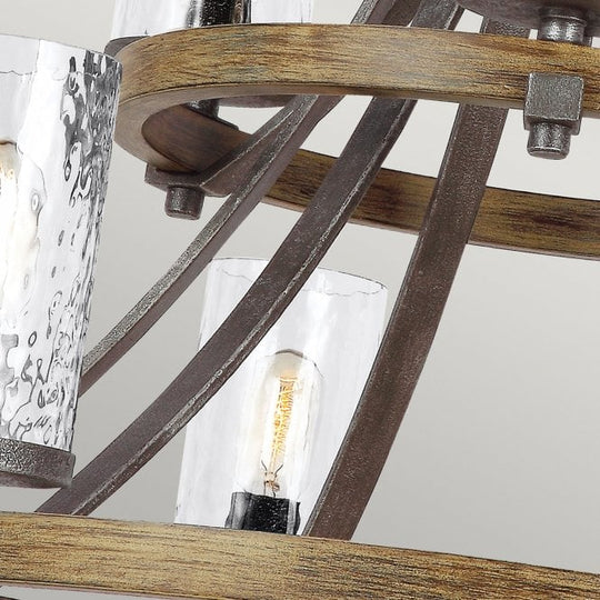 Angelo 9 Light Chandelier In Distressed Weathered Oak / Slate Grey Metal